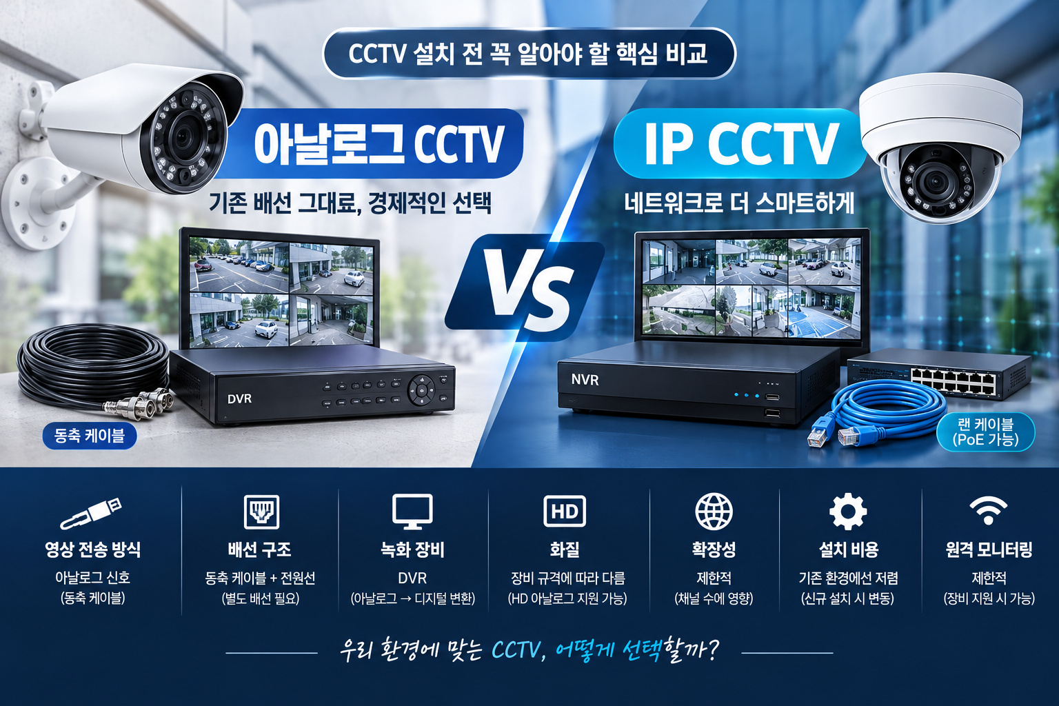 아날로그 vs IP CCTV 핵심 비교